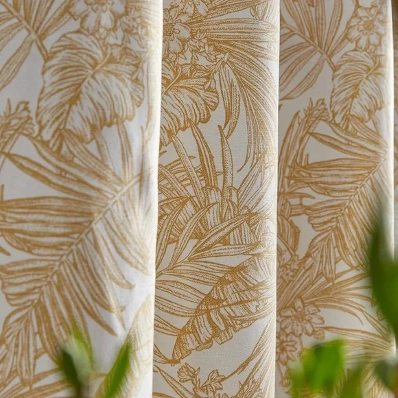 Tommy Hilfiger Tropical Floral Curtain Panel Pair Sahara Sun - 108 Inches - Picture 4 of 7